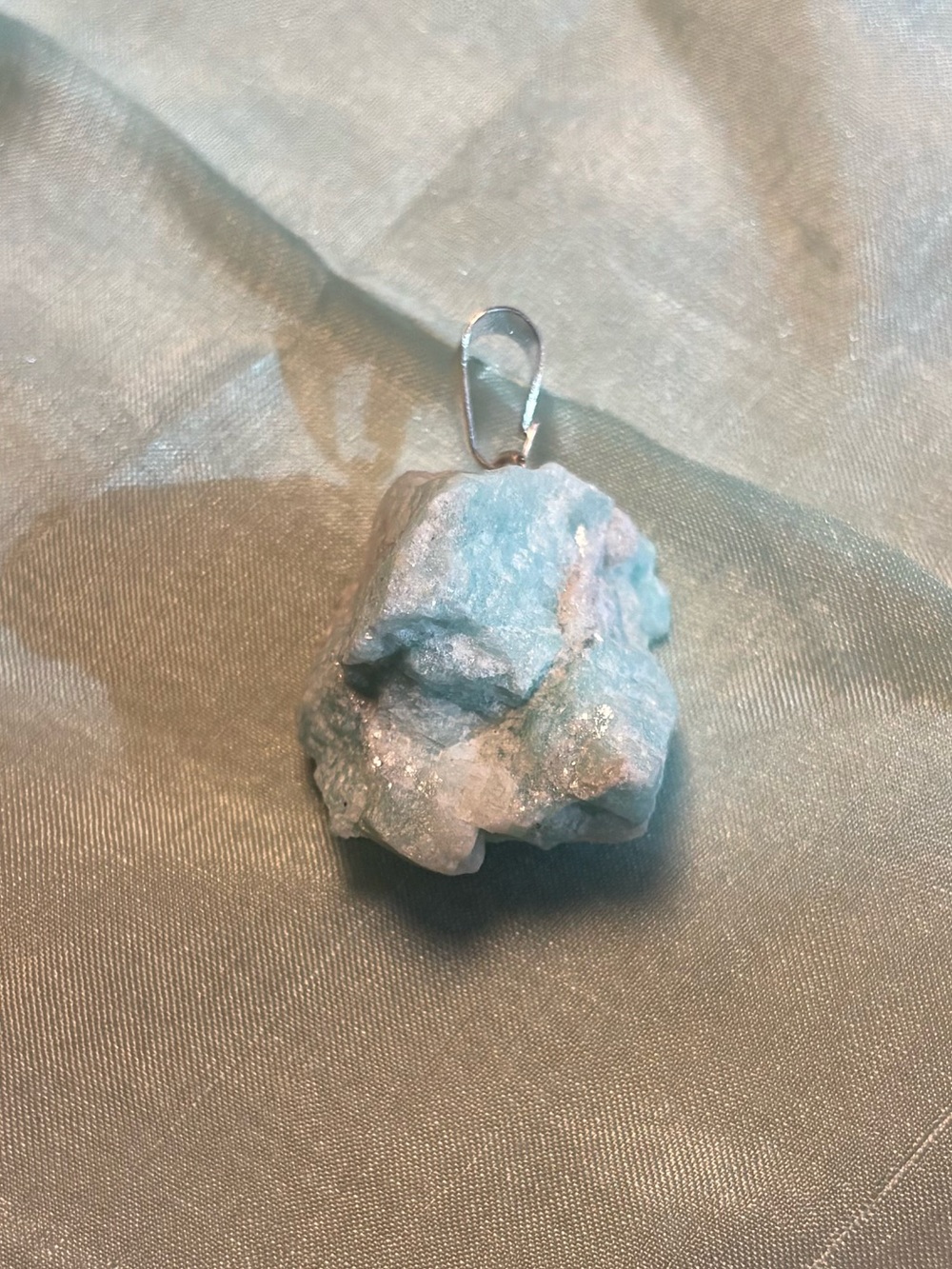 New! Raw Stone Amazonite Crystal Pendant